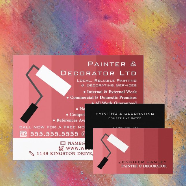 Pink Ombre & Paint Roller, Maler & Dekorator Flyer (Von Creator hochgeladen)