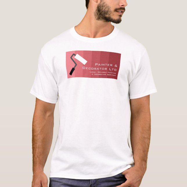 Pink Ombre & Paint Roller, Maler & Dekorator T-Shirt (Vorderseite)