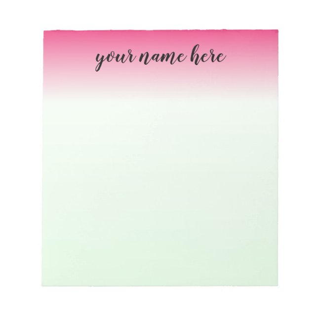 Pink Ombre Personalisiert Notepad Notizblock (Vorderseite)