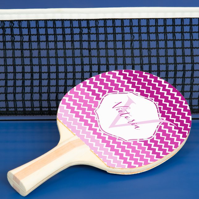 Pink Ombre Zickzack Personalisiert Ping Pong Paddl Tischtennis Schläger (InSitu)