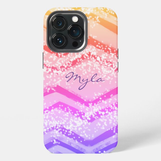 Pink Ombre Zig Zag iPhone Hülle (Hinten)