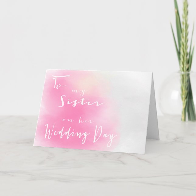 Pink Ombre - zu meiner Schwester am Hochzeitstag Karte (Vorderseite)