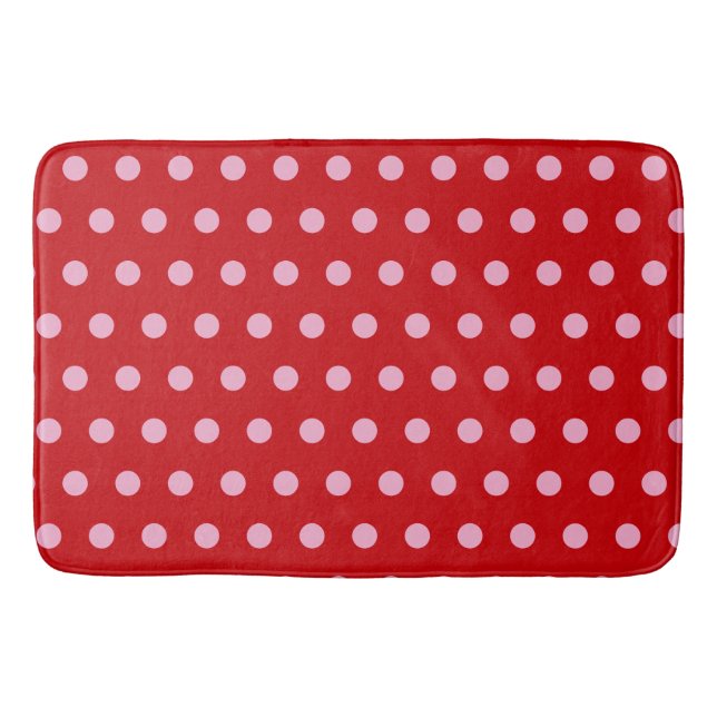 Pink on Red Polka Dots  Badematte (Vorderseite)