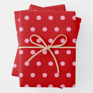Pink on Red Polka Dots  Geschenkpapier Set