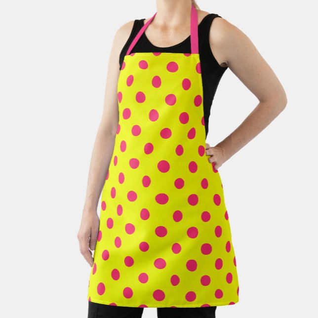 Pink On Yellow Polka Dots Pattern Design  Schürze (Von Creator hochgeladen)
