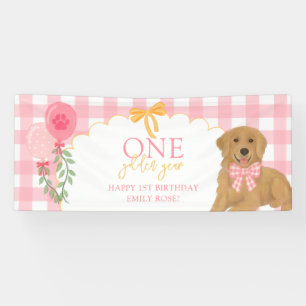 Pink One Golden Year Retriever Welpe 1. Geburtstag Banner