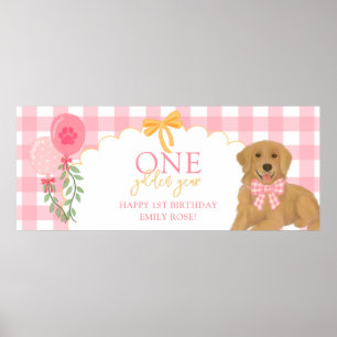 Pink One Golden Year Retriever Welpe 1. Geburtstag Poster