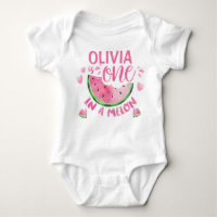 Pink One in Melone 1. Geburtstag Baby Bodysuit