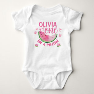 Pink One in Melone 1. Geburtstag Baby Bodysuit Strampler