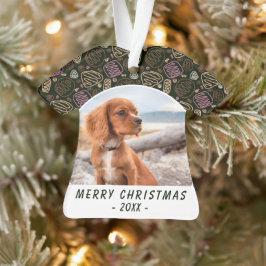 Pink One Line Art Dog Foto Weihnachtskuchen Ornament