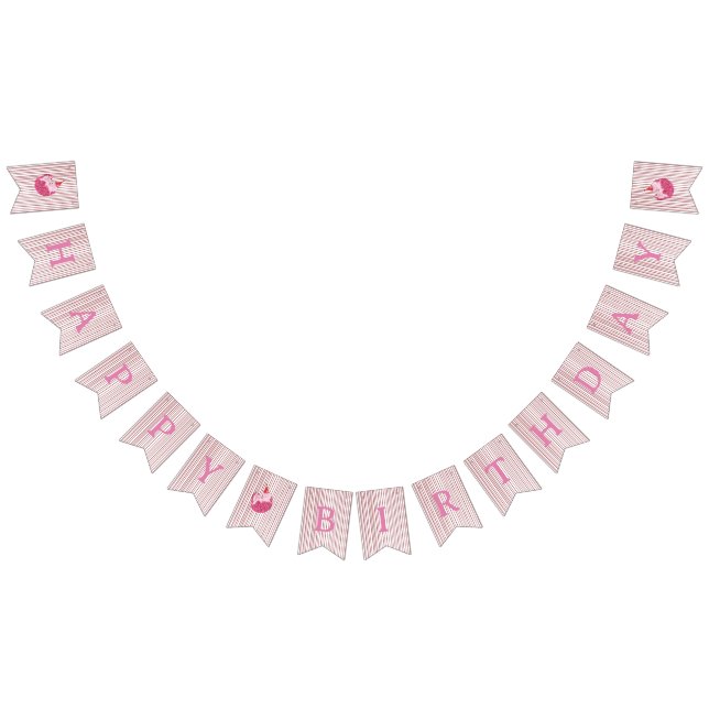 Pink One Silly Cat 1st Birthday Welcome Wimpelkette (Alle)