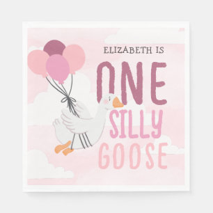 Pink One Silly Goose 1. Geburtstag Serviette
