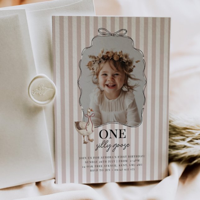 Pink One Silly Goose 1st Birthday Invitation Einladung (Zazzle Pink One Silly Goose 1st Birthday Invitation
)