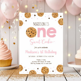 Pink One Sweet Cookie Erster Geburtstag Einladung