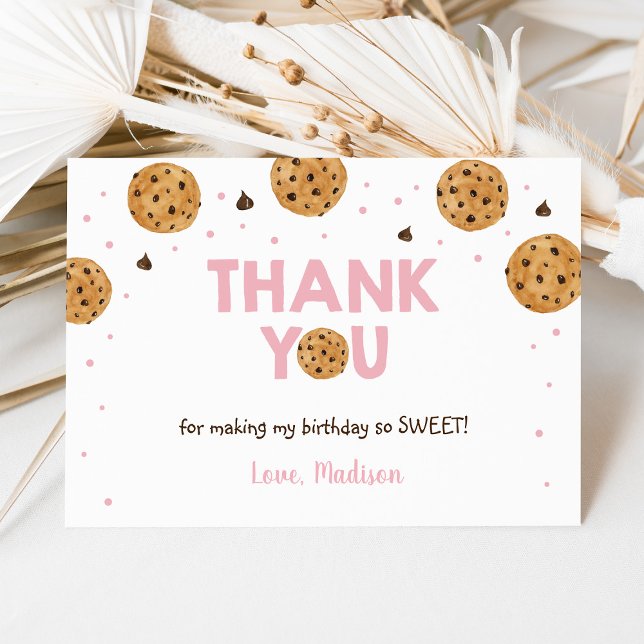 Pink One Sweet Cookie Geburtstag Vielen Dank Dankeskarte (Von Creator hochgeladen)