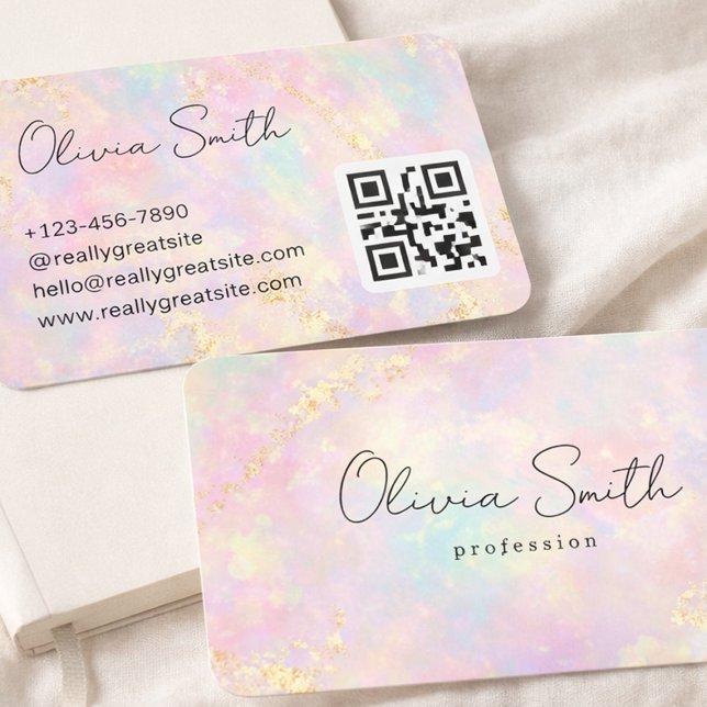 Pink Opal Gold Glitter Swirl Business Card Visitenkarte (Von Creator hochgeladen)