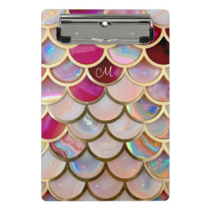 Pink Opal Iridescent Mermaid Scales Mini Klemmbrett