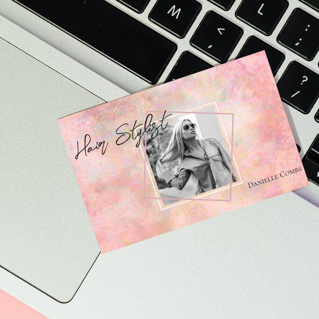 Pink Opal Stone | Hair Stylist Business Cards Visitenkarte (Von Creator hochgeladen)