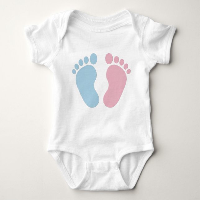 Pink or Blue Baby Footprints – Gender Reveal Desig Baby Strampler (Vorderseite)