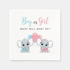 Pink or Blue Balloon Elephant Gender Reveal Napkin Serviette