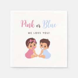 Pink or Blue Cute Baby Pacifier Gender Reveal Serviette