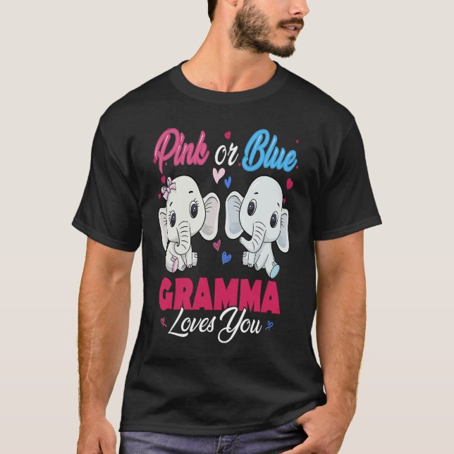 Pink or Blue Elephants Gramma Loves You Baby Showe T-Shirt (Vorderseite)