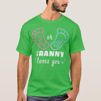 Pink Or Blue Granny Loves You Gender Reveal T-Shirt