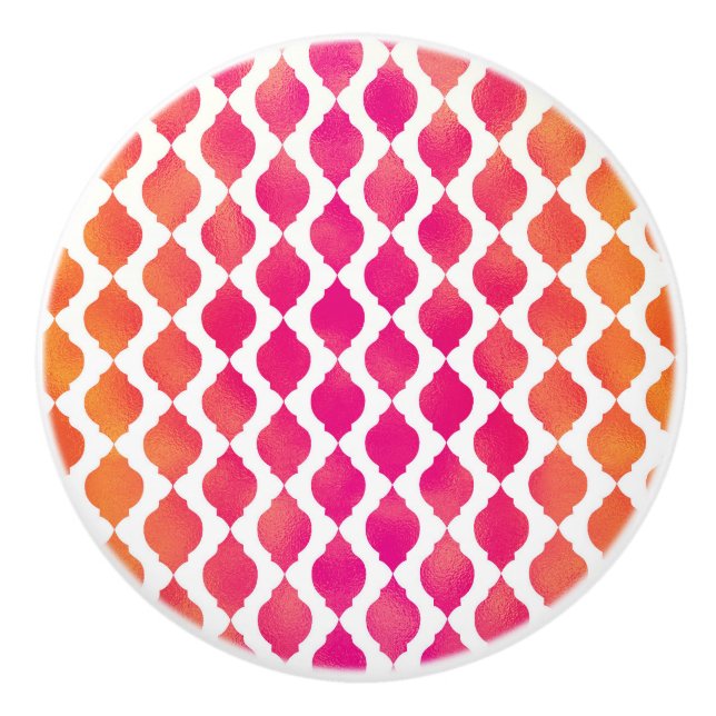 Pink & Orange Arabian marokkanischer Glam Indianer Keramikknauf (Vorderseite)