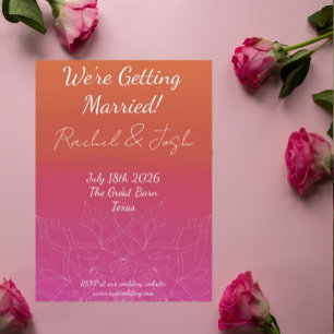 Pink & Orange Bright Ombre Mandala Wedding Einladung