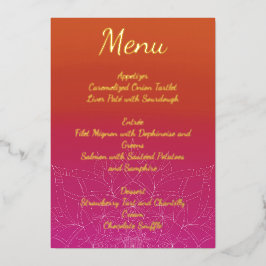 Pink & Orange Bright Ombre Mandala Wedding Menu Folieneinladung