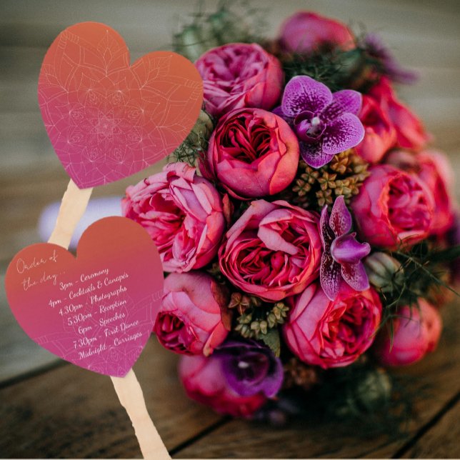 Pink & Orange Bright Ombre Mandala Wedding Program Fächer (Von Creator hochgeladen)