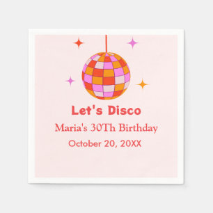 Pink Orange Disco-Kugel Lass uns Disco Geburtstags Serviette