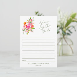 Pink Orange Floral Advice for the Bride Card