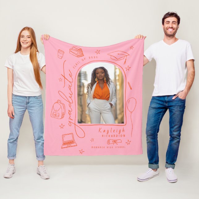 Pink Orange Foto Graduate Fleecedecke (Beispiel)