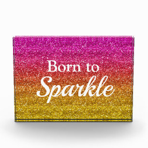 Pink Orange Glitter Born to Sparkle Luxus Fotoblock
