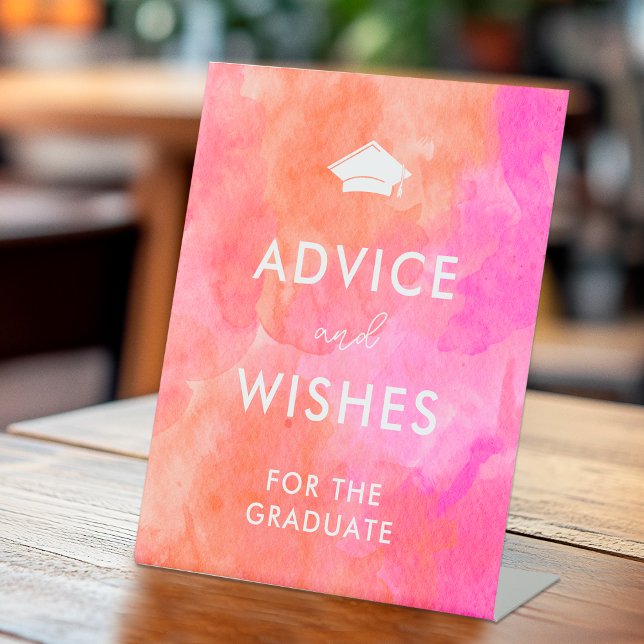 Pink Orange Grad Cap Abschluss Beratung und Wünsch Sockelschild (Von Creator hochgeladen)