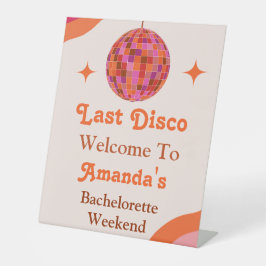 Pink Orange Groovy Letzte Disko Bachelorette Herzl Sockelschild