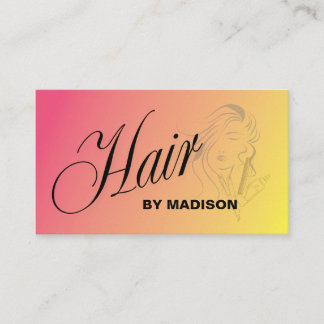 Pink Orange Hair Stylist QR Code  Business Card Visitenkarte