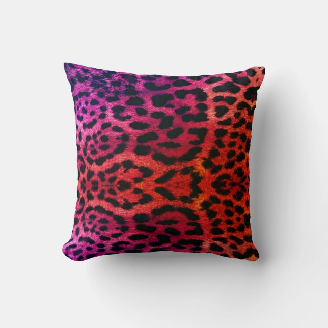 pink orange hue leopard pattern design throw pillo kissen (Vorderseite)