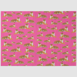 Pink Orange Jungle Tiger Tiermuster Seidenpapier