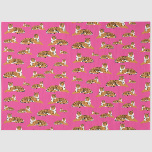 Pink Orange Jungle Tiger Tiermuster Seidenpapier (Vorderseite)