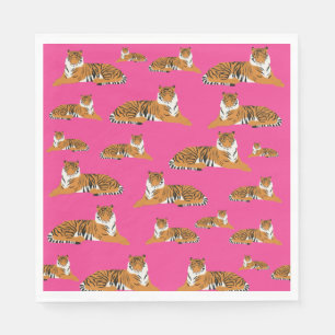 Pink Orange Jungle Tiger Tiermuster Serviette