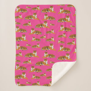 Pink Orange Jungle Tiger Tiermuster Sherpadecke