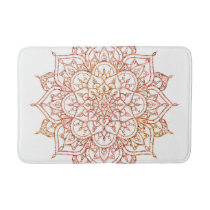 Pink & Orange Mandala auf weißem Glam Badematte
