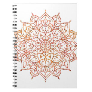 Pink & Orange Mandala auf weißem Glamour Notizblock