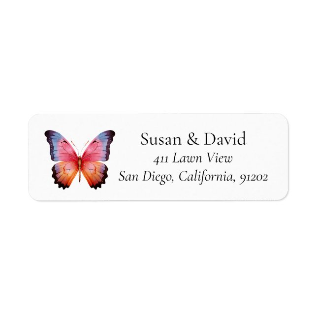 Pink & Orange Ombre Butterfly Adresse (Vorne)