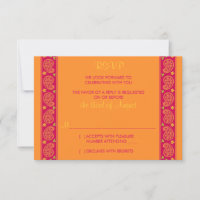 Pink Orange Paisley Floral Wedding Repair Card