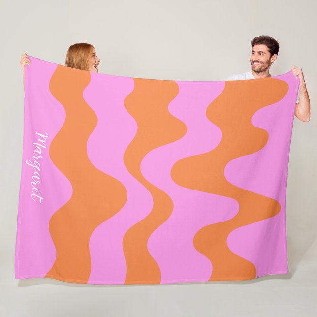 pink &orange personalized name monogram fleecedecke (Beispiel)