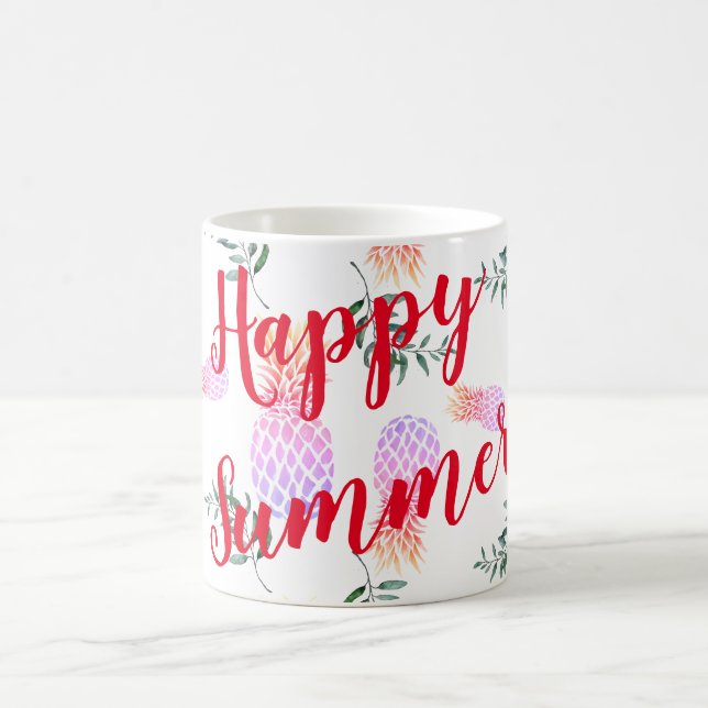 PINK & ORANGE PINEAPPLE GLÜCKLICHER SOMMER KAFFEETASSE (Mittel)