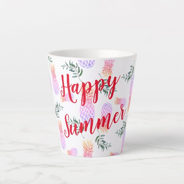 PINK & ORANGE PINEAPPLE GLÜCKLICHER SOMMER MILCHTASSE (Vorderseite)